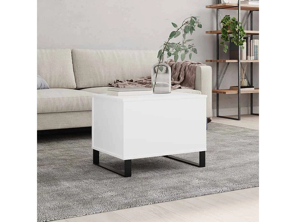 Table basse Blanc 60x44,5x45 cm Bois d'ingénierie