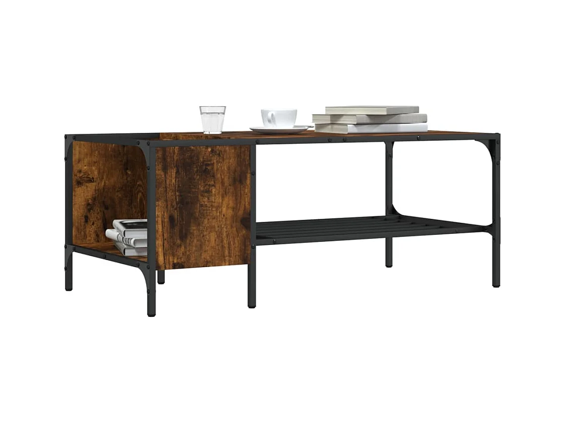 Table basse avec support chêne fumé 100x51x40cm bois ingénierie
