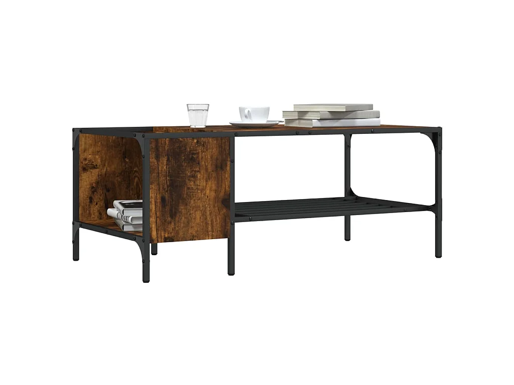 Table basse avec support chêne fumé 100x51x40cm bois ingénierie