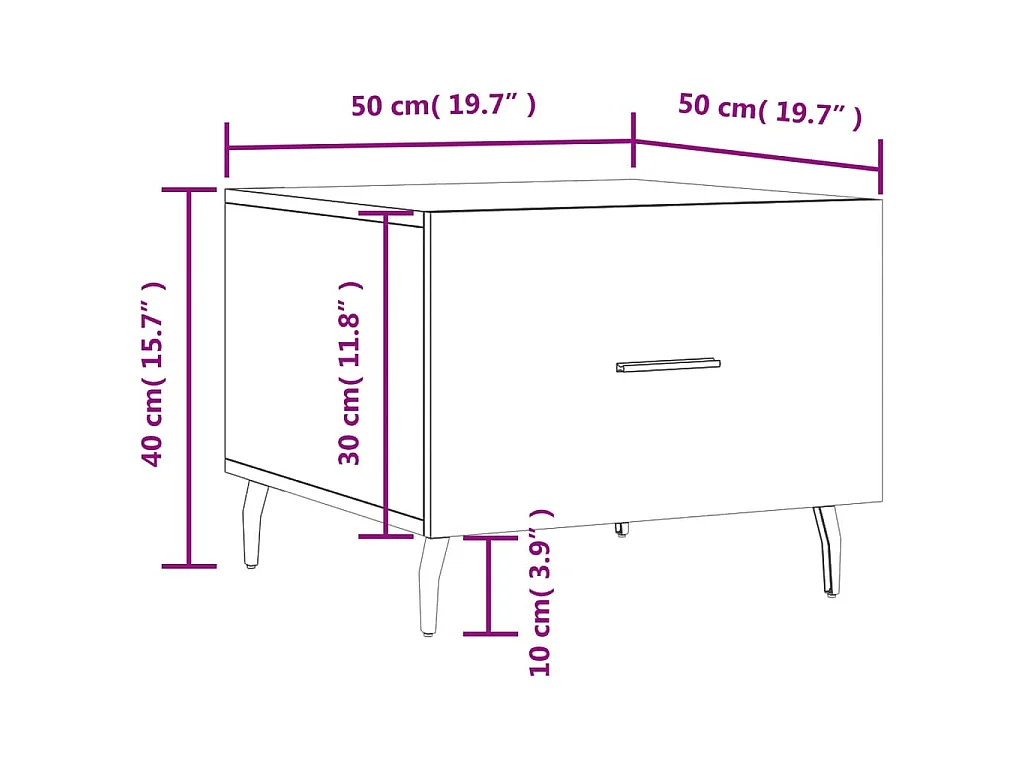 Salontafels 2 st 50x50x40 cm bewerkt hout grijs sonoma eiken