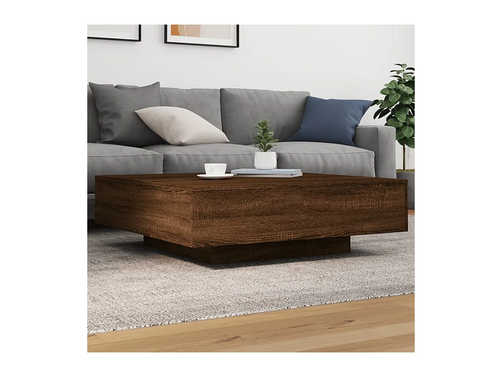 Salontafel met LED-verlichting 100x100x31 cm bruin eikenkleur
