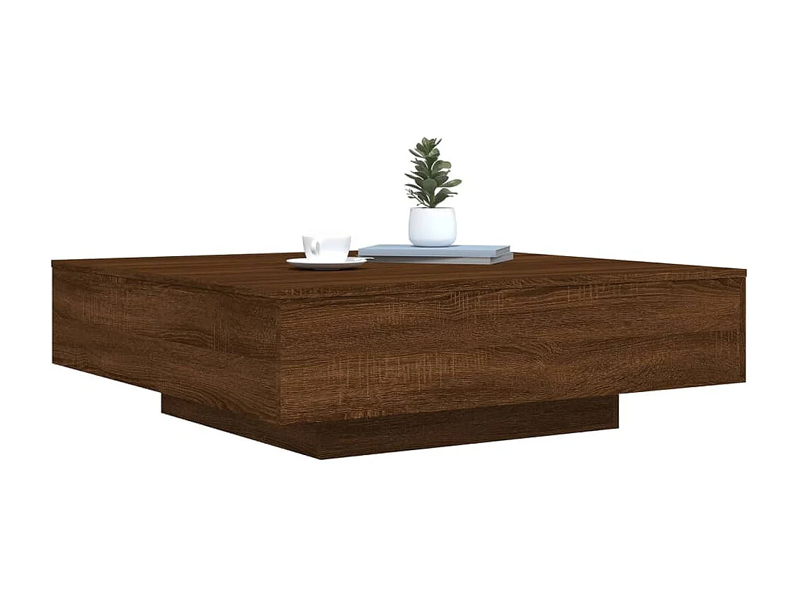 Mesa de centro com luzes LED 100x100x31 cm carvalho castanho