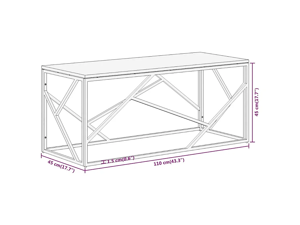 Salontafel roestvrij staal en massief bielshout zilverkleurig