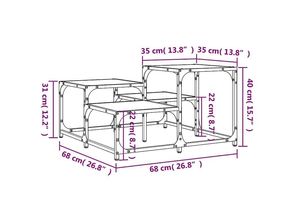 Table basse chêne sonoma 68x68x40 cm bois d'ingénierie