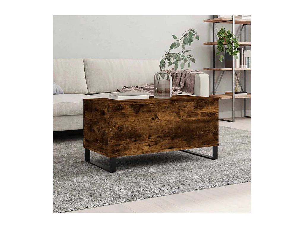 Table basse Chêne fumé 90x44,5x45 cm Bois d'ingénierie