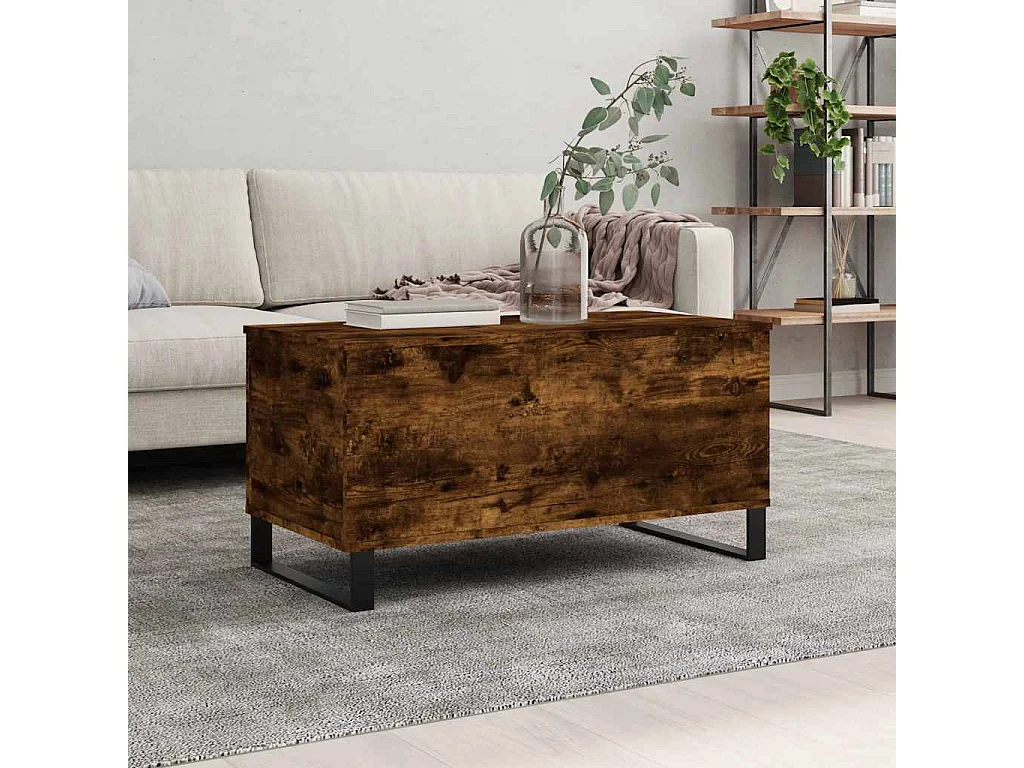 Salontafel 90x44,5x45 cm bewerkt hout gerookt eikenkleurig