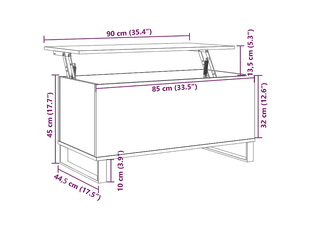 Salontafel 90x44,5x45 cm bewerkt hout gerookt eikenkleurig