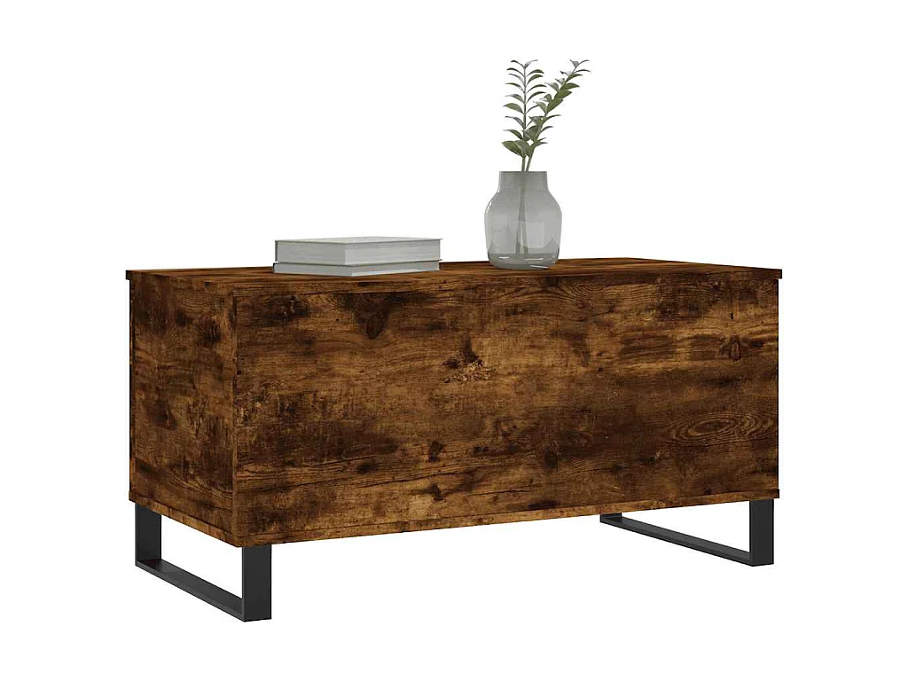 Salontafel 90x44,5x45 cm bewerkt hout gerookt eikenkleurig