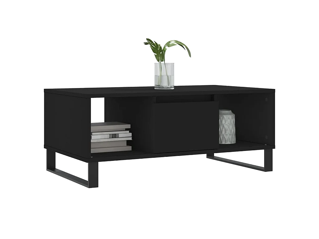 Mesa de centro madera contrachapada negro 90x50x36,5 cm