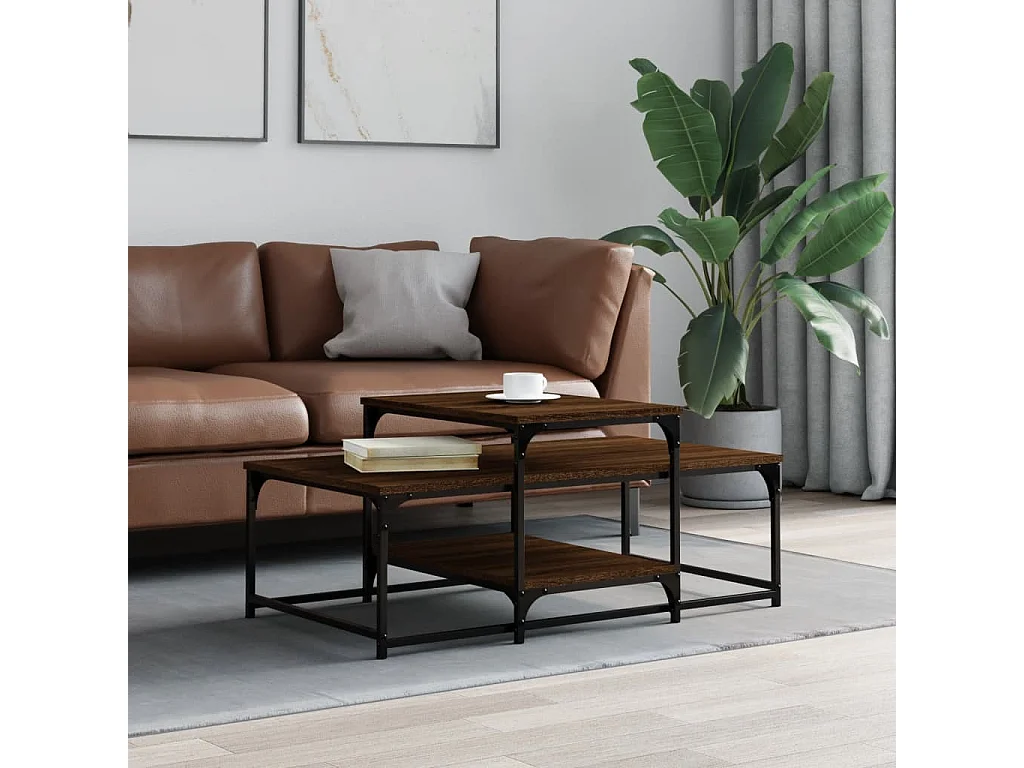 Table basse chêne marron 102x60x45 cm bois d'ingénierie
