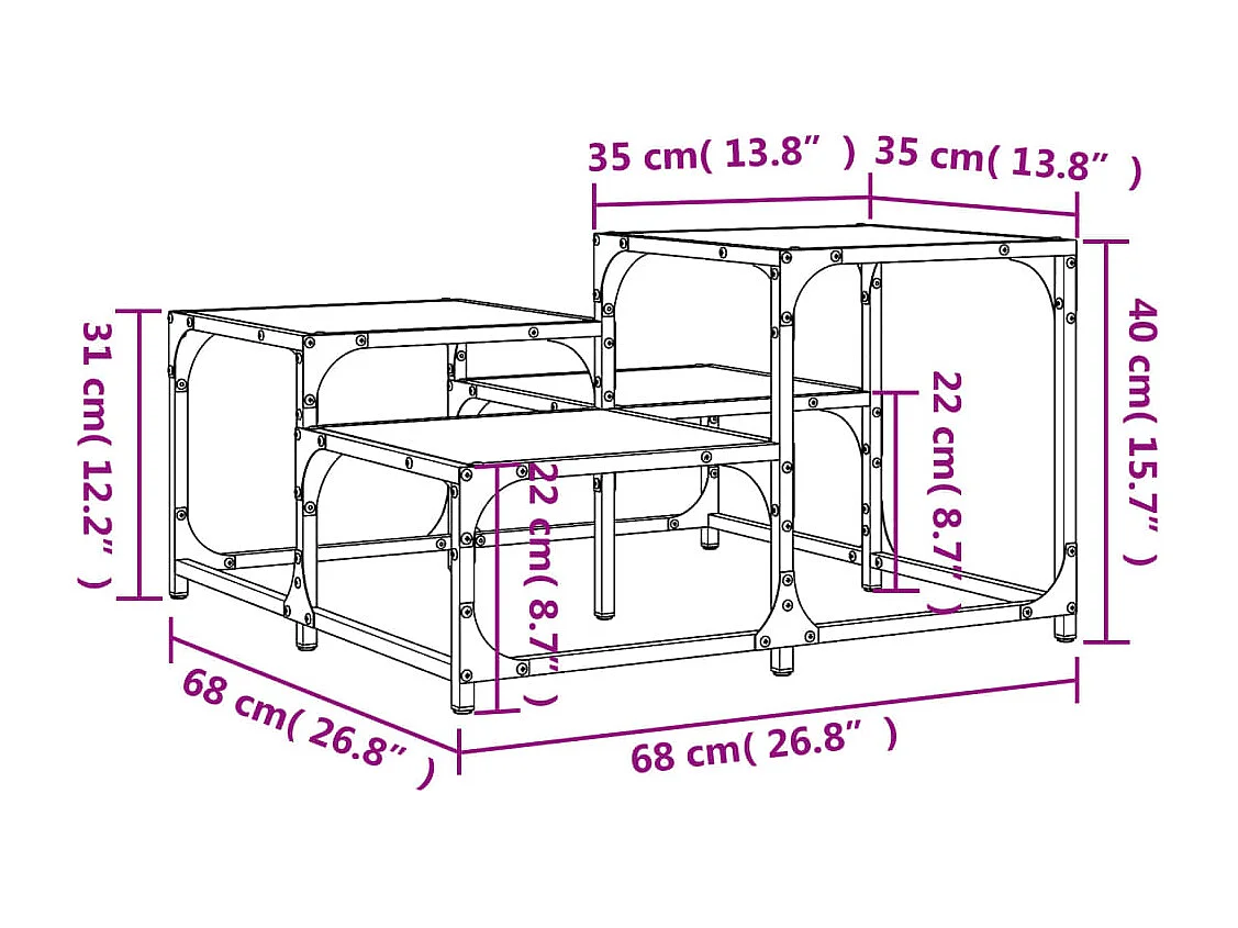 Couchtisch Grau Sonoma 68x68x40 cm Holzwerkstoff
