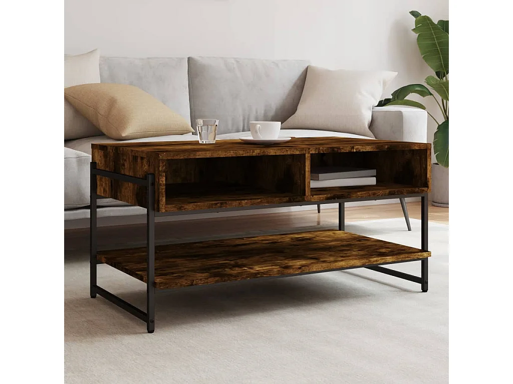 Table basse chêne fumé 90x50x45 cm bois d'ingénierie