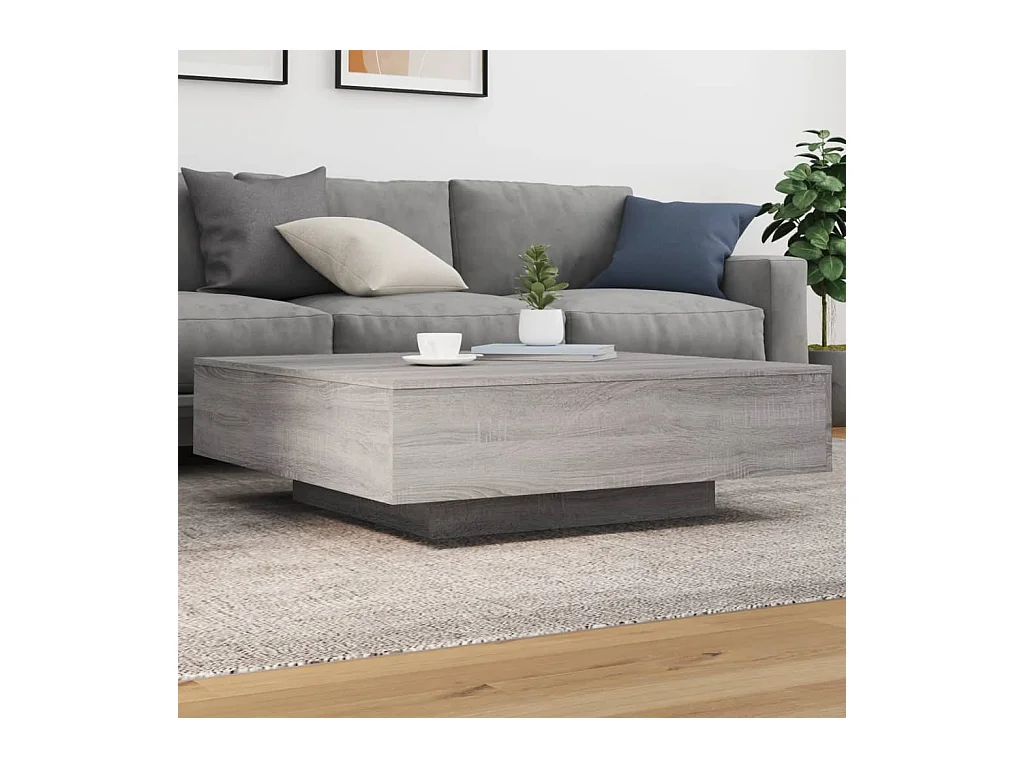 Table basse sonoma gris 100x100x31 cm bois d'ingénierie