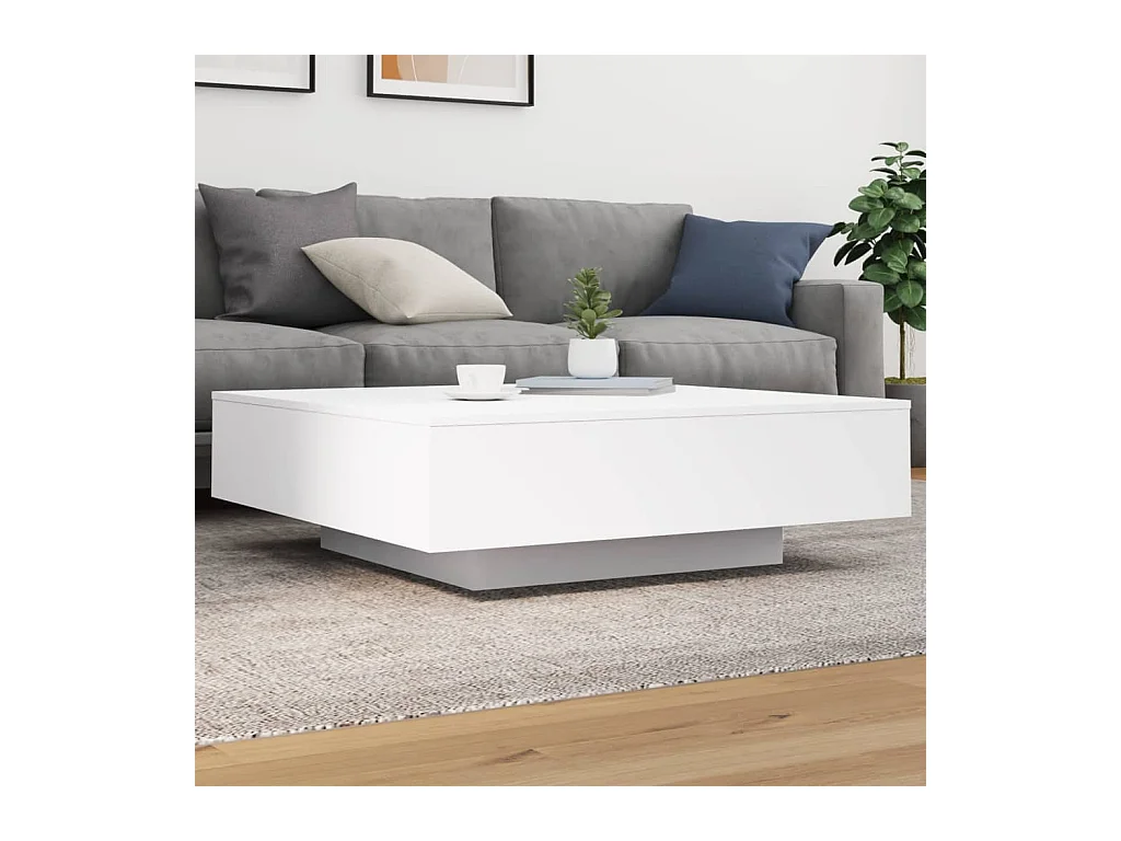 Table basse blanc 100x100x31 cm bois d'ingénierie