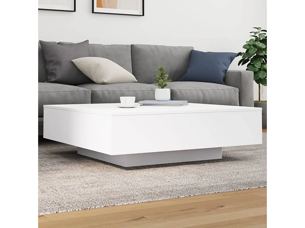 Tavolino da Salotto Bianco 100x100x31 cm in Legno Multistrato