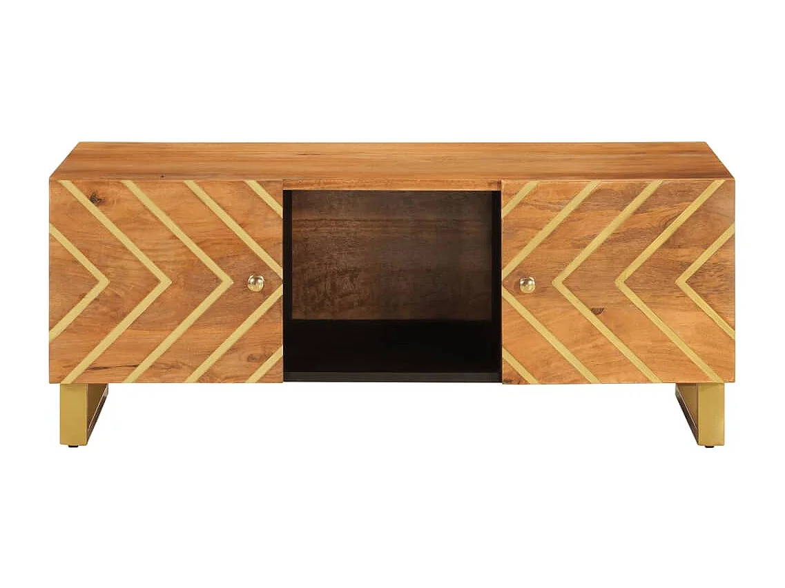 Table basse marron et noir 100x54x40 cm bois massif de manguier