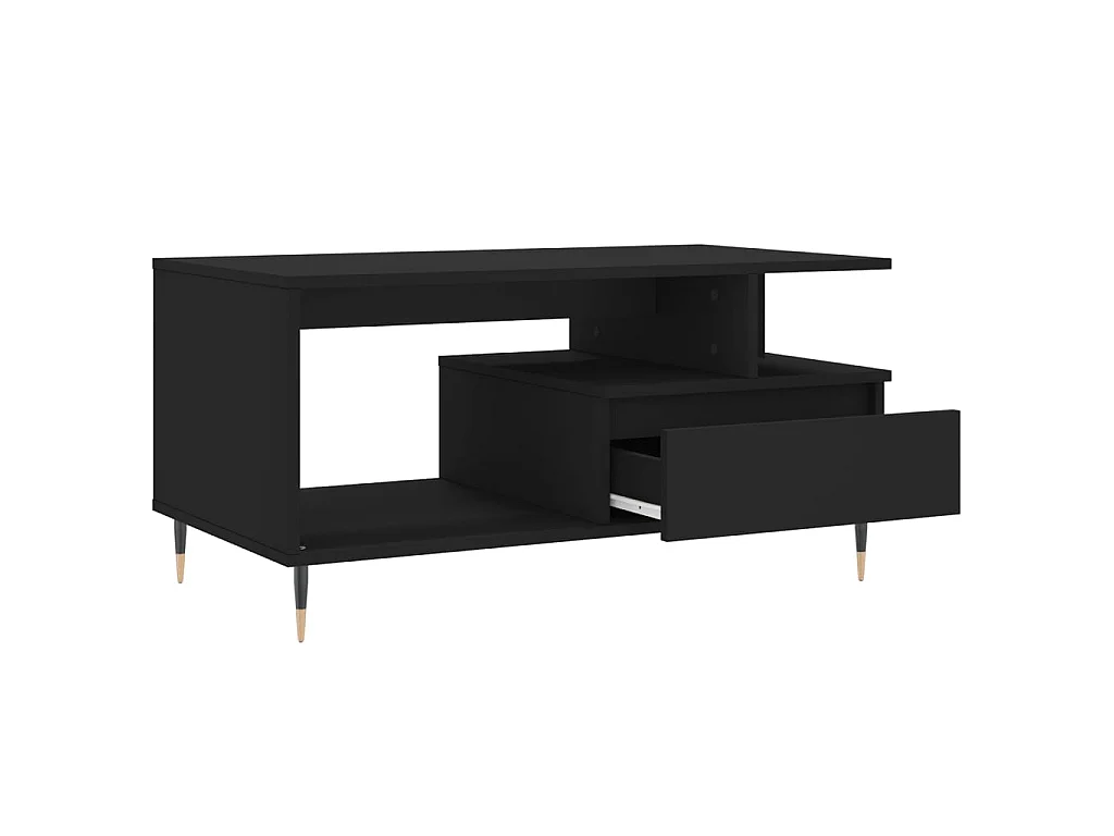 Mesa de centro madera contrachapada negro 90x49x45 cm