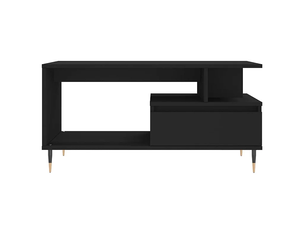 Mesa de centro madera contrachapada negro 90x49x45 cm