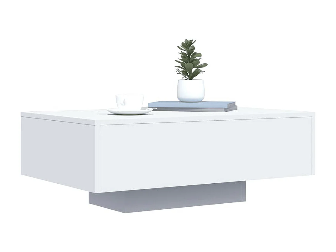 Couchtisch mit LED-Leuchten Weiß 85x55x31 cm