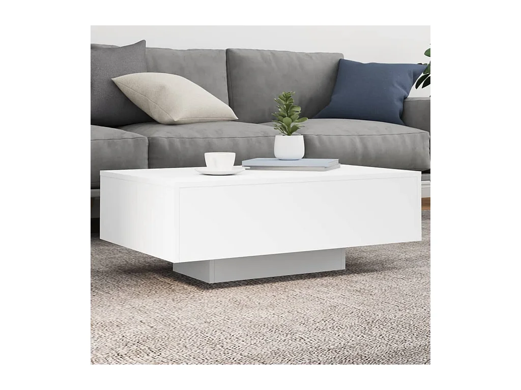 Table basse avec lumières LED blanc 85x55x31 cm