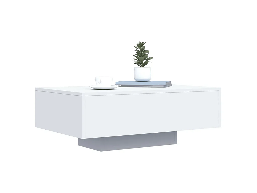 Salontafel met LED-verlichting 85x55x31 cm wit