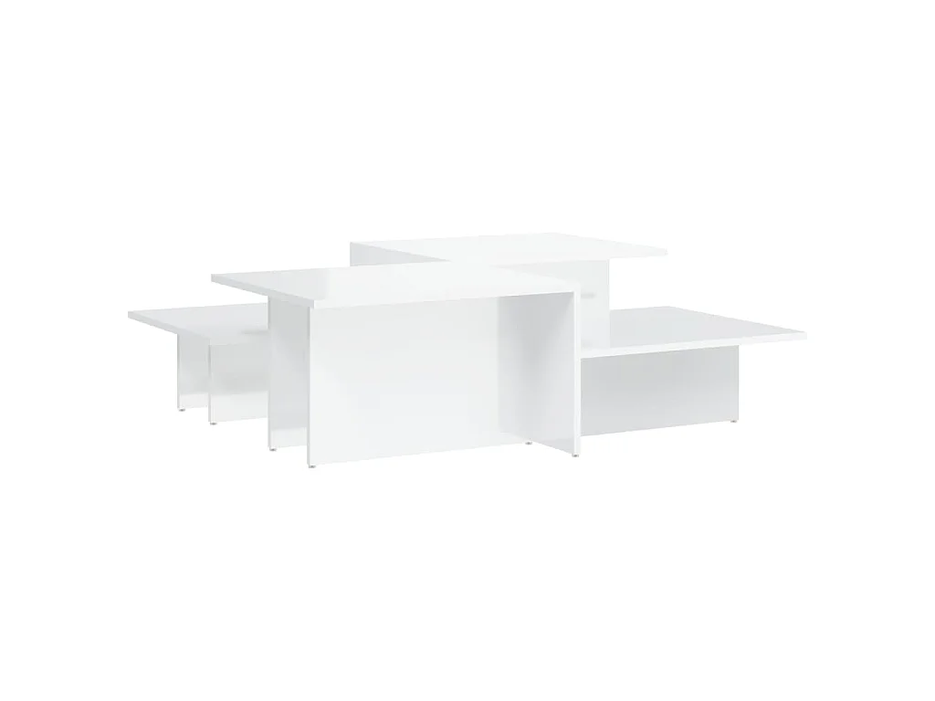 Tables basses 2 pcs blanc brillant bois d'ingénierie