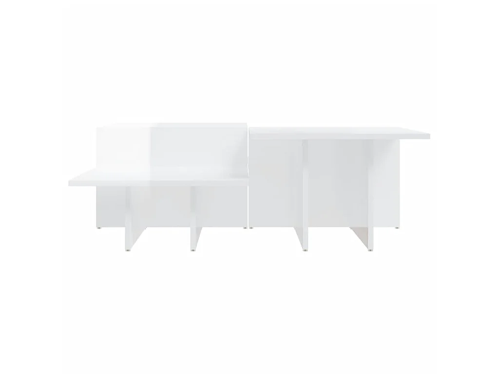Tables basses 2 pcs blanc brillant bois d'ingénierie