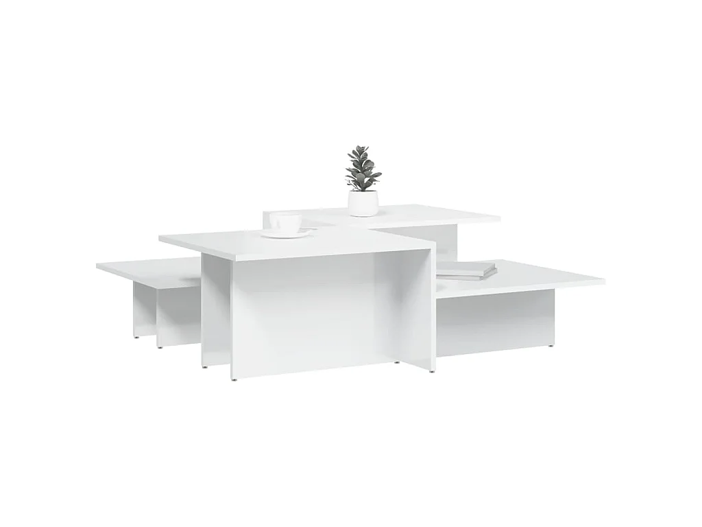 Tables basses 2 pcs blanc brillant bois d'ingénierie
