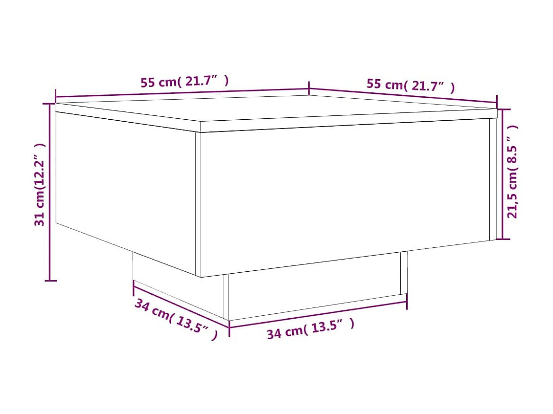 Table basse blanc 55x55x31 cm bois d'ingénierie