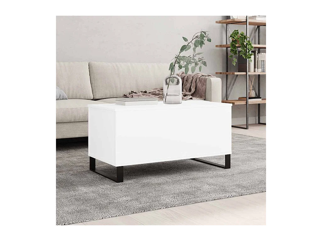Table basse Blanc 90x44,5x45 cm Bois d'ingénierie