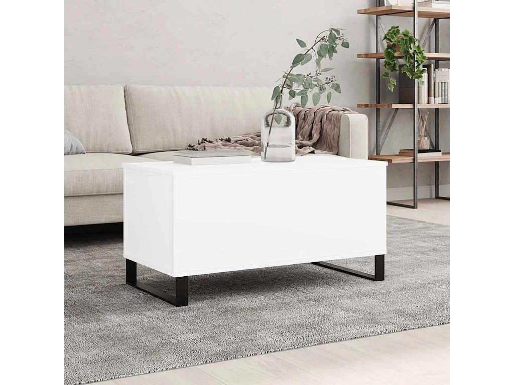 Table basse Blanc 90x44,5x45 cm Bois d'ingénierie