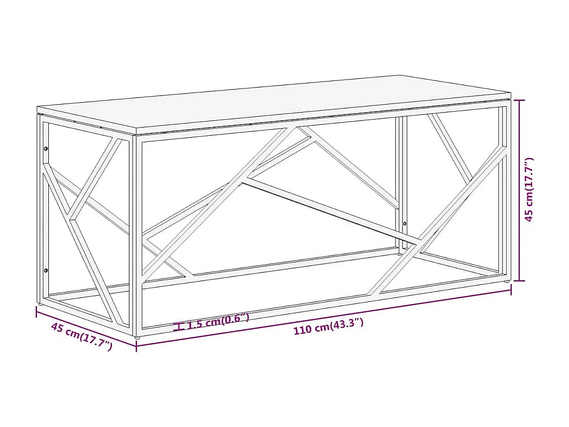 Salontafel roestvrij staal en massief acaciahout zilverkleurig
