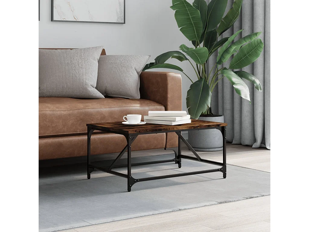 Table basse chêne fumé 75x50x35 cm bois d'ingénierie