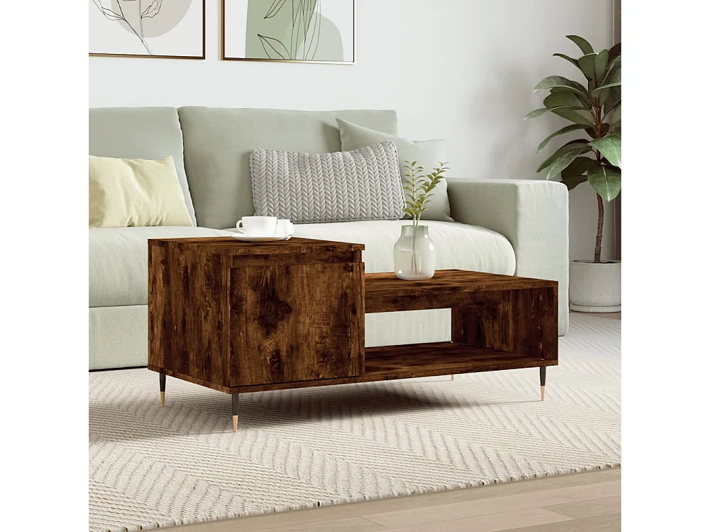 Mesa de centro 100x50x45 cm derivados madeira carvalho fumado