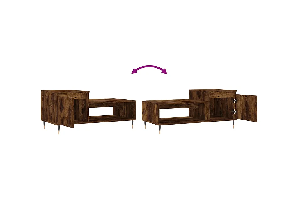 Mesa de centro 100x50x45 cm derivados madeira carvalho fumado