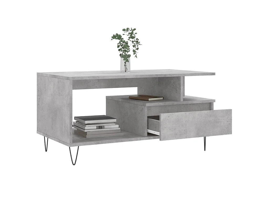 Tavolino Salotto Grigio Cemento 90x49x45 cm Legno Multistrato