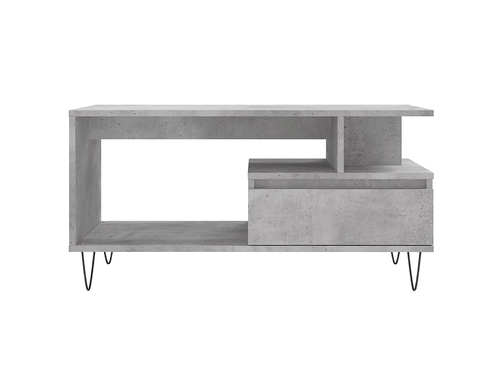 Tavolino Salotto Grigio Cemento 90x49x45 cm Legno Multistrato