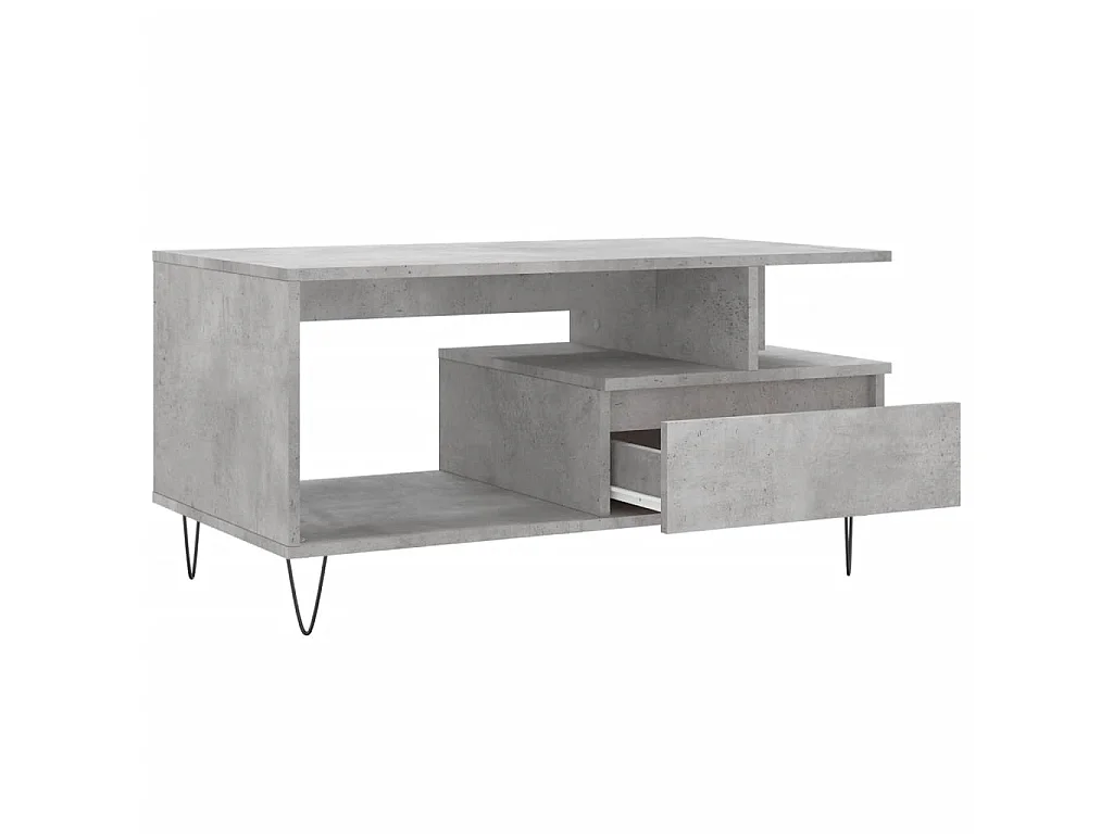 Tavolino Salotto Grigio Cemento 90x49x45 cm Legno Multistrato