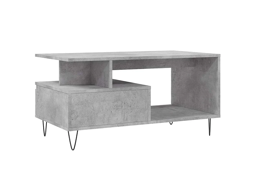 Tavolino Salotto Grigio Cemento 90x49x45 cm Legno Multistrato
