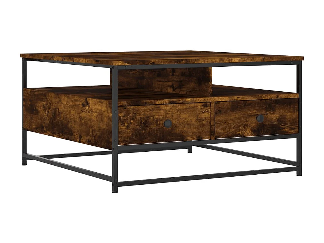 Table basse chêne fumé 80x80x45 cm bois d'ingénierie
