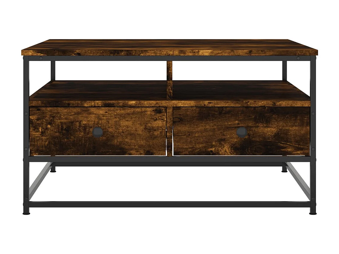 Table basse chêne fumé 80x80x45 cm bois d'ingénierie