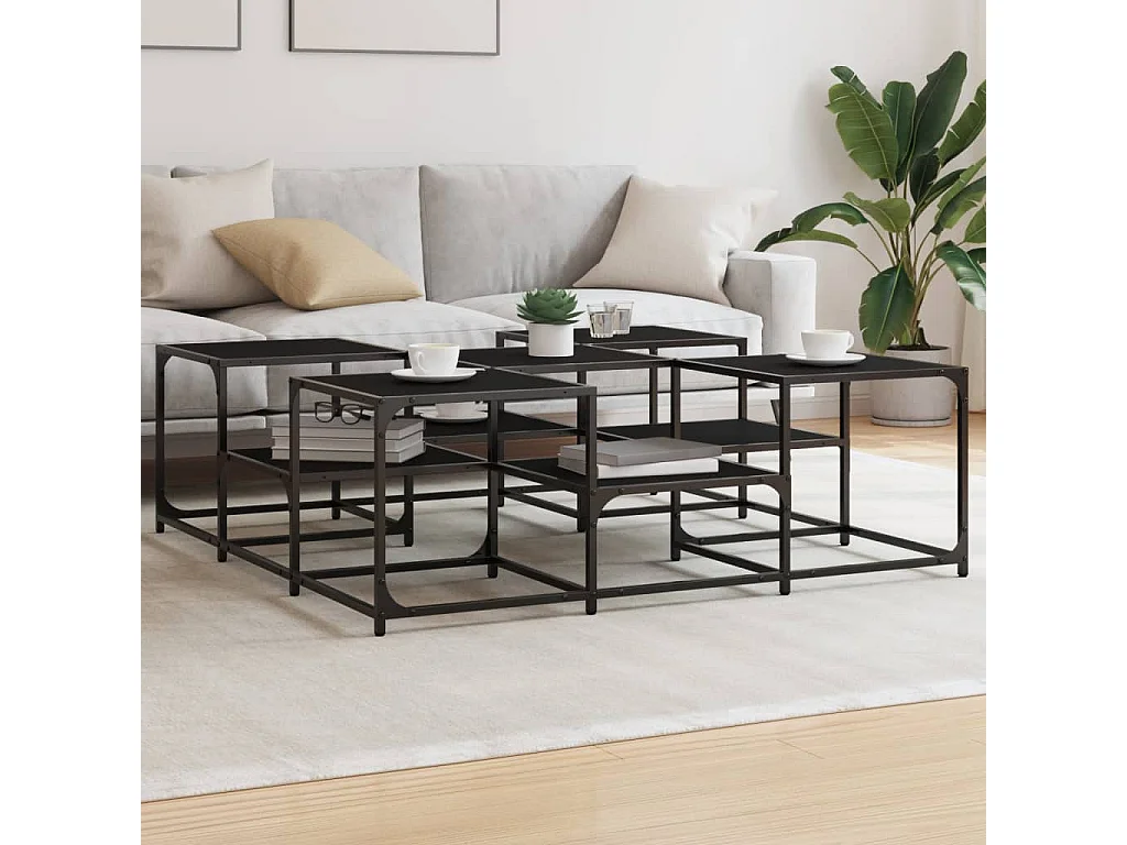 Tavolino da Salotto Nero 121x121x40 cm in Legno Multistrato