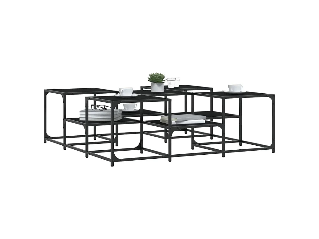 Tavolino da Salotto Nero 121x121x40 cm in Legno Multistrato