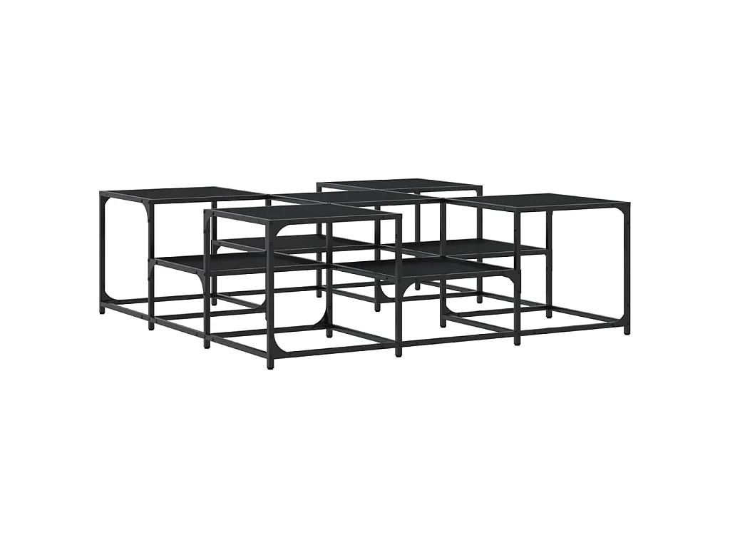 Tavolino da Salotto Nero 121x121x40 cm in Legno Multistrato