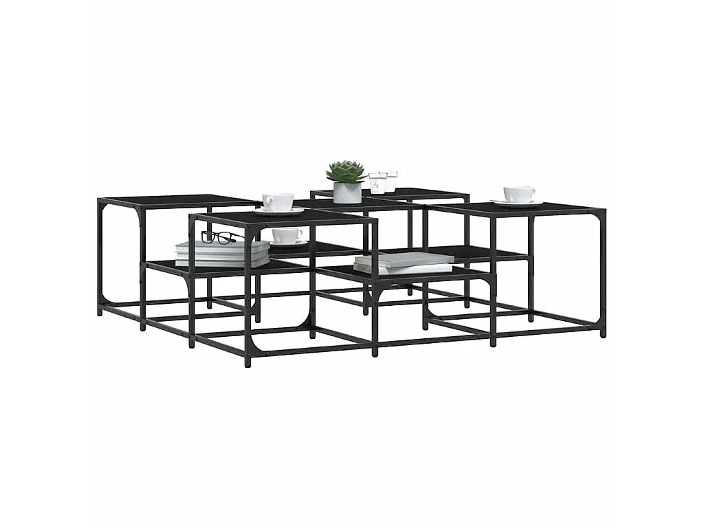 Table basse noir 121x121x40cm Bois d'ingénierie