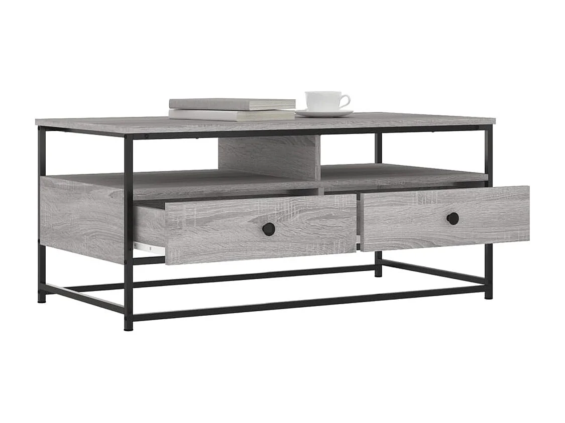 Table basse sonoma gris 100x51x45 cm bois d'ingénierie