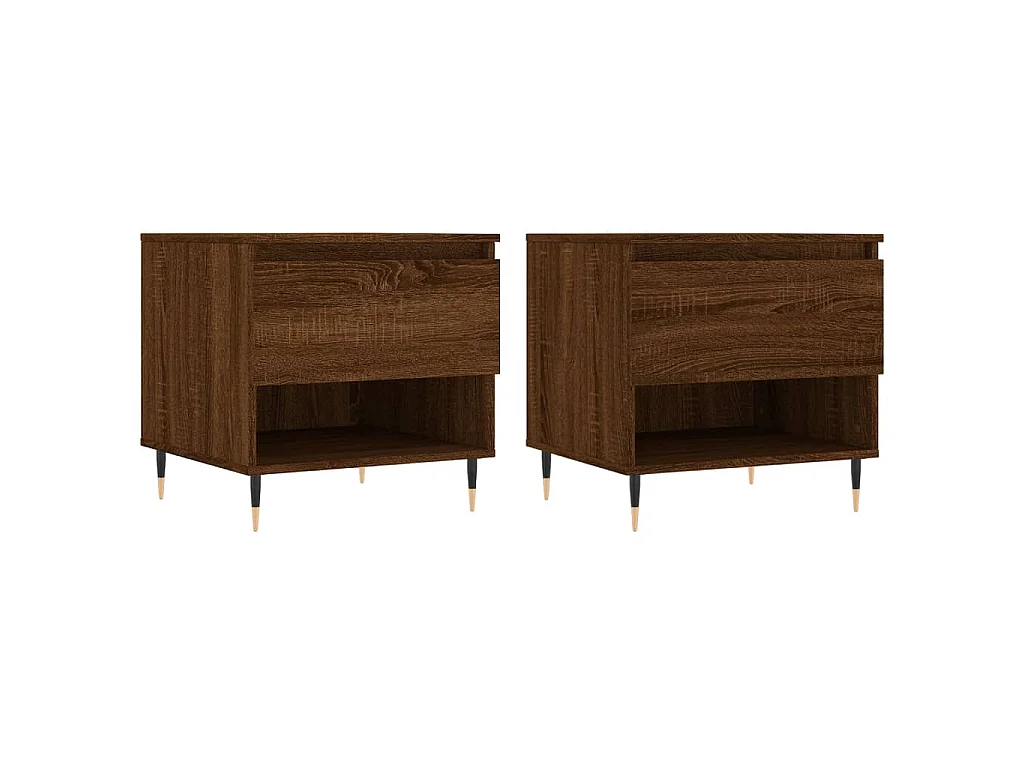 Salontafels 2 st 50x46x50 cm bewerkt hout bruin eikenkleur