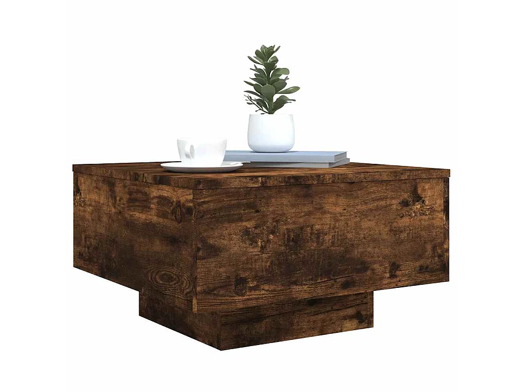 Table basse chêne fumé 55x55x31 cm bois d'ingénierie