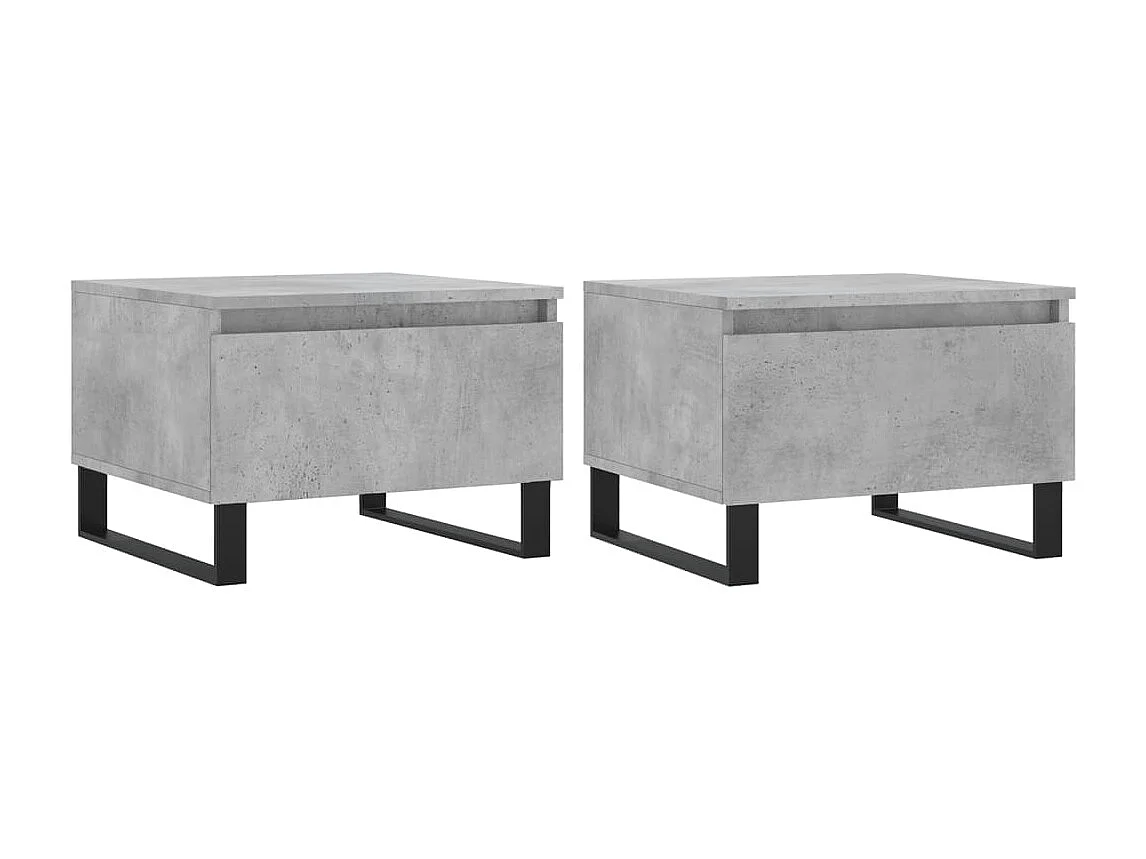 Salontafels 2 st 50x46x35 cm bewerkt hout betongrijs