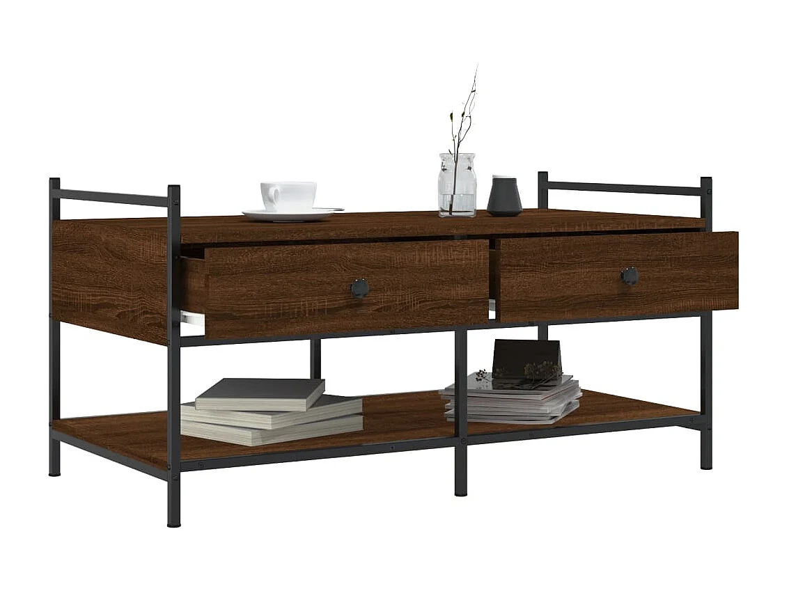 Tavolino da Salotto Rovere Marrone 99x50x50cm Legno Multistrato